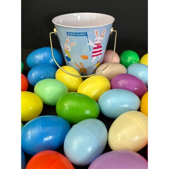 Easter Eggs Egg Hunt Vintage Plastic Bunny Rabbit Bucket Fiesta Bunnies Candy - Picture 5 of 6
